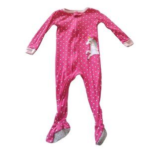 Carter's Pink Polka Dot Unicorn Footie Pajamas Size 24 Months